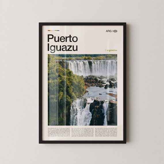 Puerto Iguazu Argentina Iguazu Falls Waterfall Travel Poster