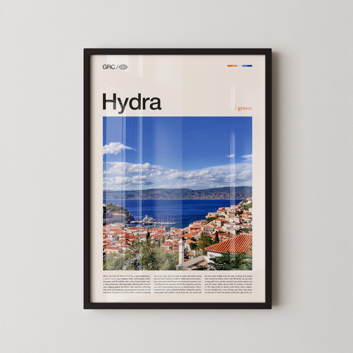 Hydra Greece Island Harbor Sailboats Mountain Coast Travel Poster