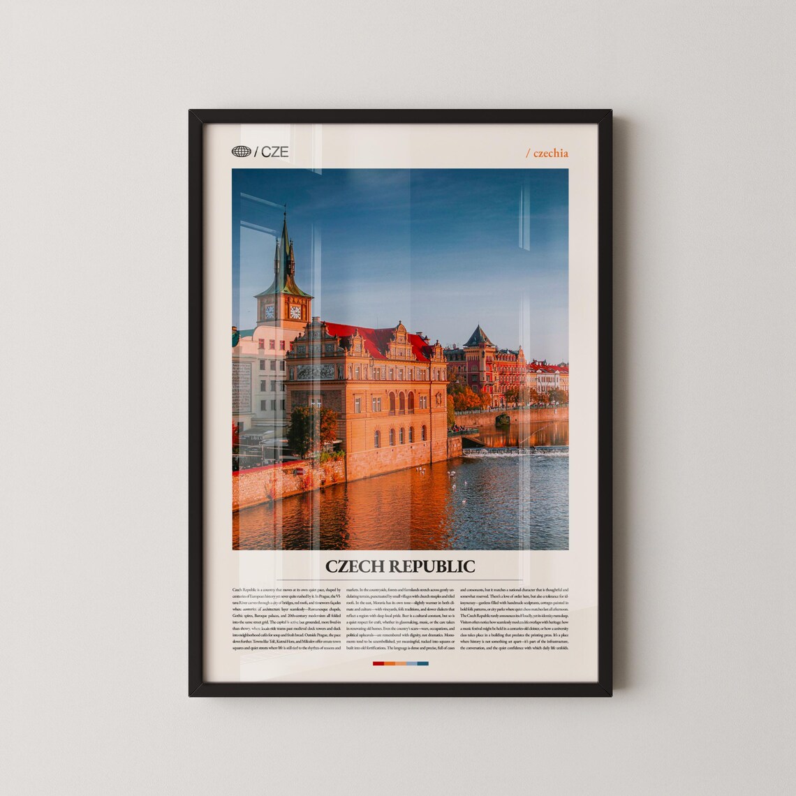 Czech Republic Historic Riverside Old Town Cityscape Travel Poster