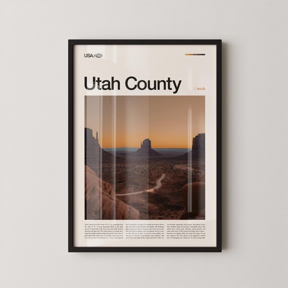 Utah County Red Rock Desert Road Golden Sunset Photo Travel Poster