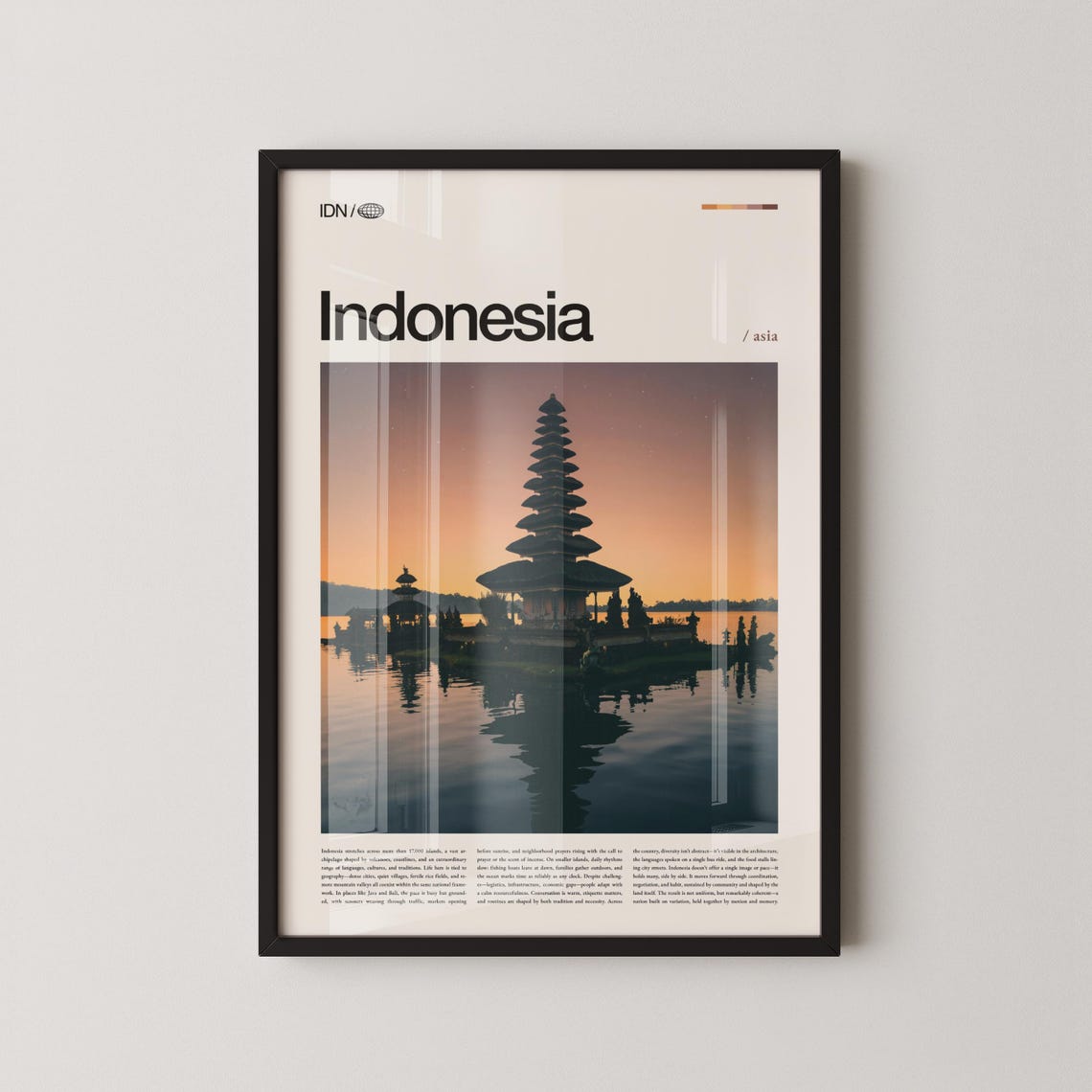 Bali Indonesia Temple Twilight Lake Reflection Scenic Poster