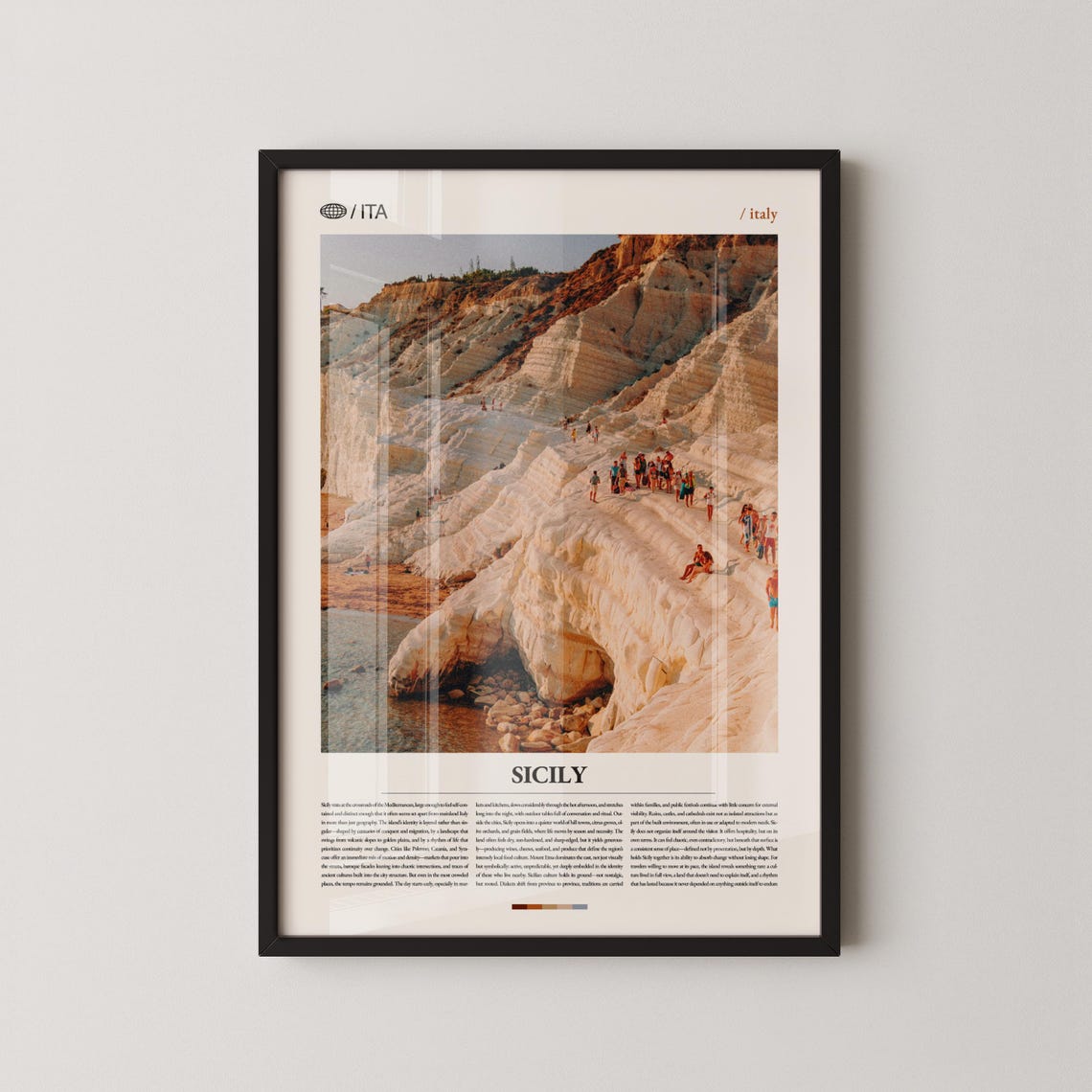 Sicily Italy White Cliff Seaside Landscape Coastal Photo Poster