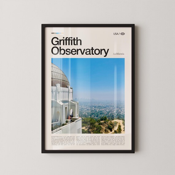 Griffith Observatory Los Angeles City View California Travel Poster