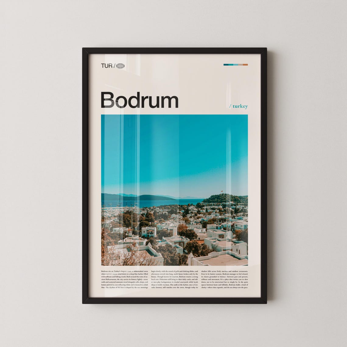 Bodrum Turkey Coastal Aerial Photo Editorial Style Travel Poster