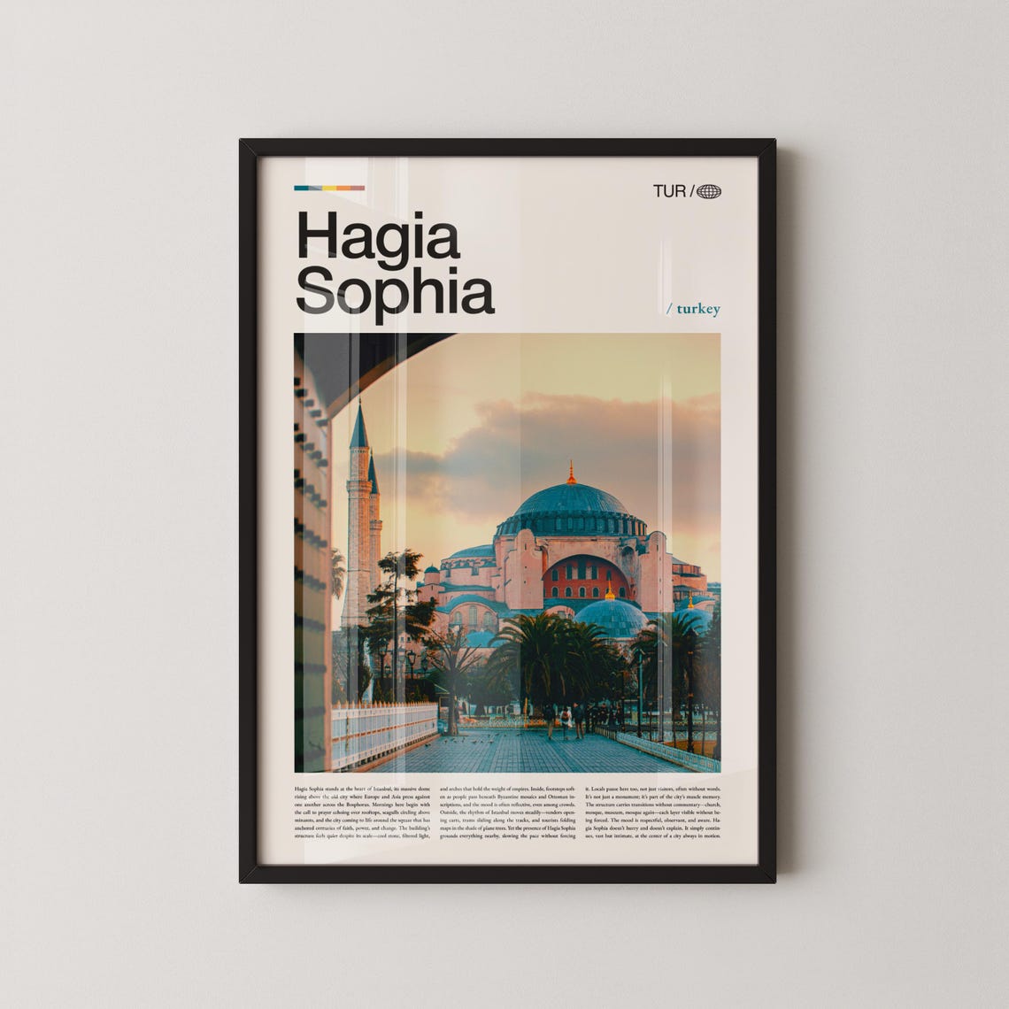 Hagia Sophia Turkey Sunset Photo Poster with Bold Modern Header Style