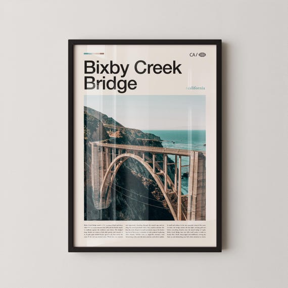 Bixby Creek Bridge Print Wall Art Poster Photo Big Sur Pacific Coas