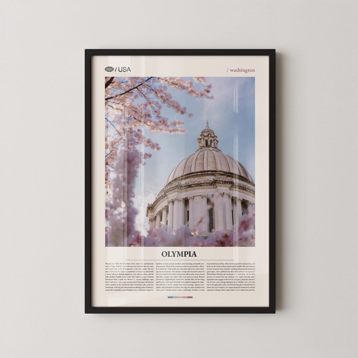 Olympia Capitol Dome Cherry Blossoms Spring USA Travel Poster