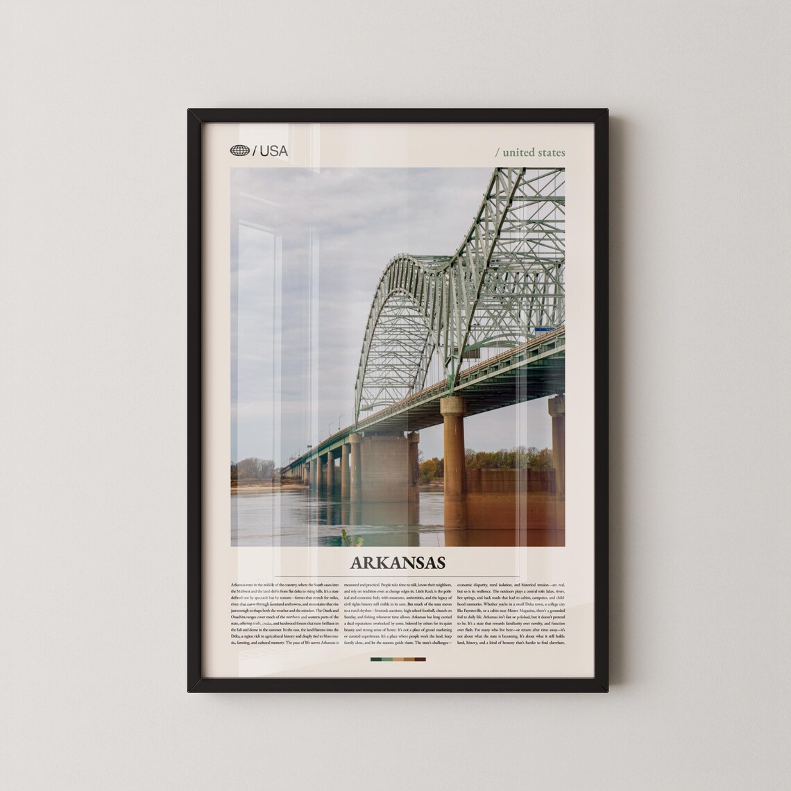 Arkansas Steel Truss Bridge River Low Angle Photo Travel Poster
