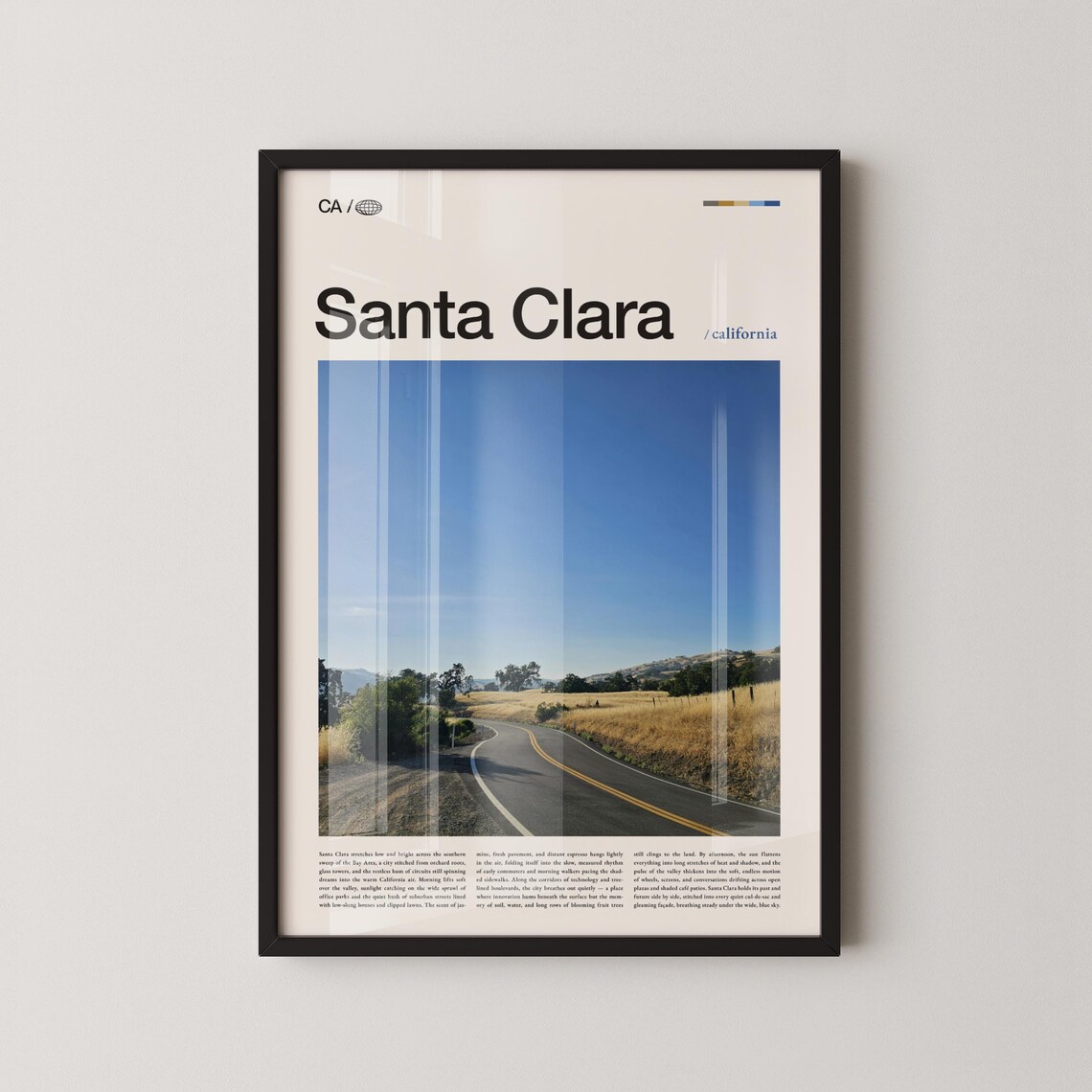 Santa Clara California Golden Hills Road Photo Travel Poster