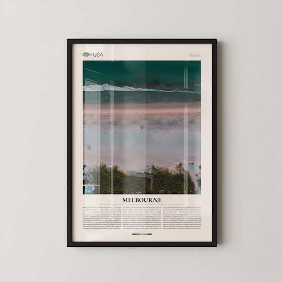 Melbourne Florida Aerial Ocean Beach Shoreline Editorial Travel Poster
