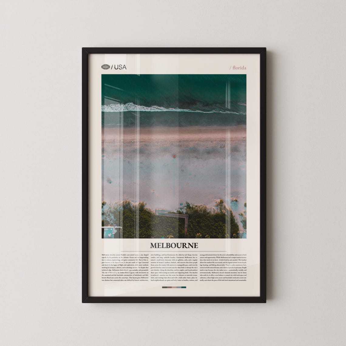 Melbourne Florida Aerial Ocean Beach Shoreline Editorial Travel Poster