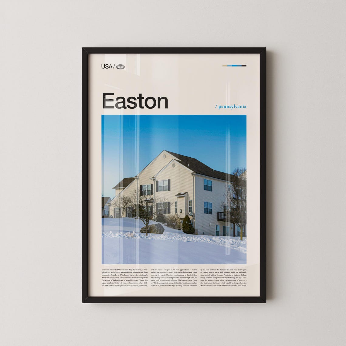 Easton Pennsylvania Snow Covered House Blue Sky Winter Poster