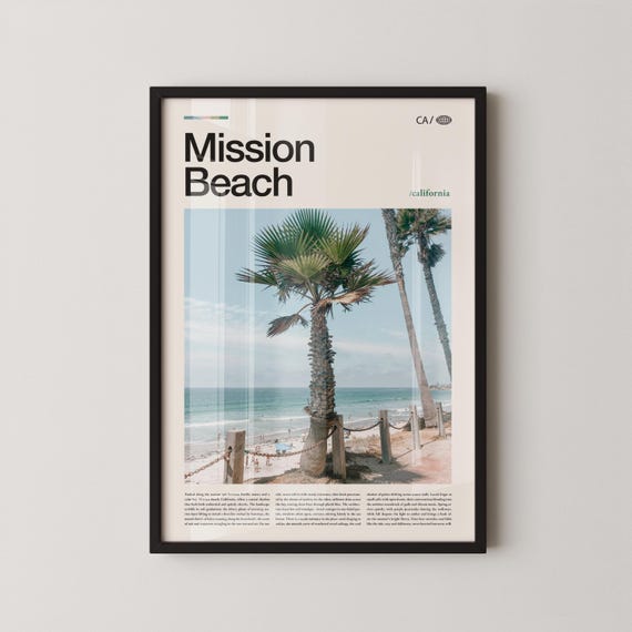 Mission Beach Print Black And White Queensland Wall Art Poster Photo Australia
