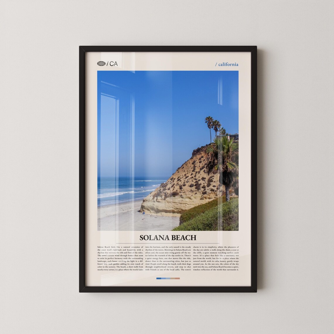 Solana Beach California Beach Cliffs Palm Photo Travel Poster