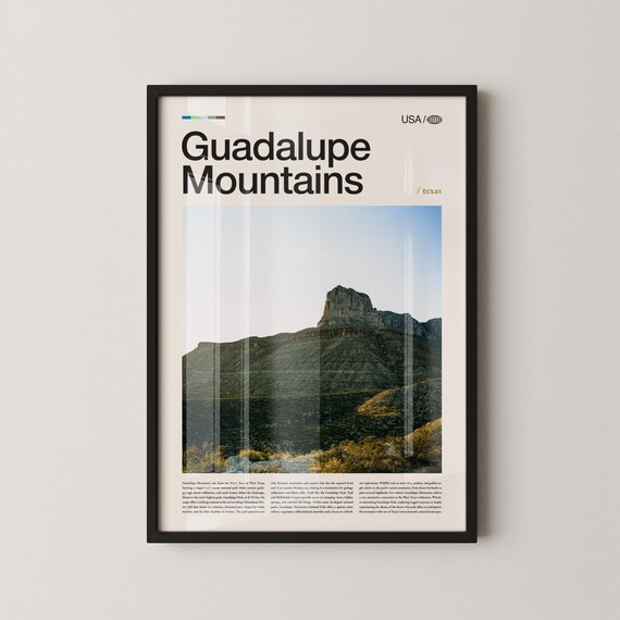 Guadalupe Mountains Texas Towering Peak Minimalist Travel Poster