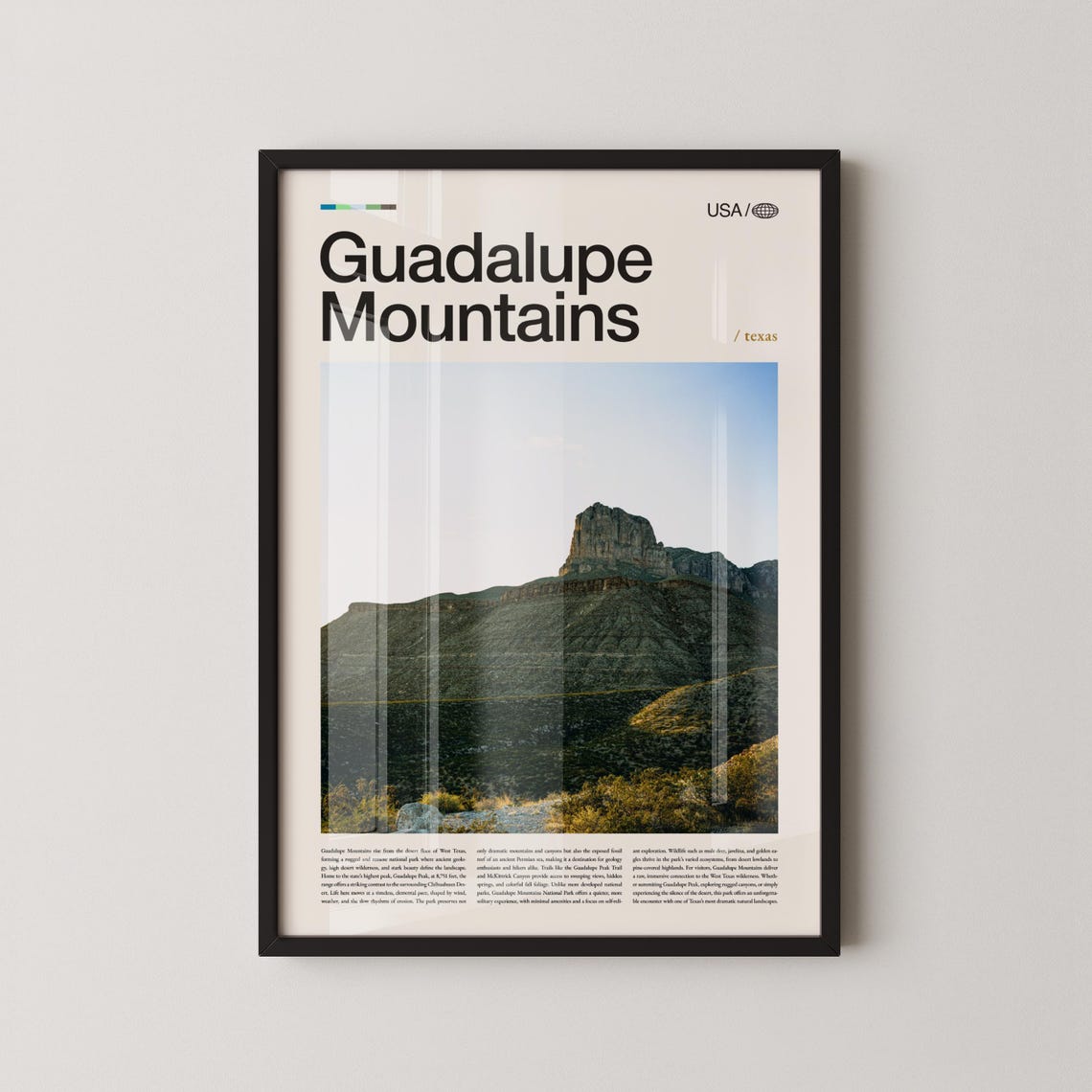 Guadalupe Mountains Texas Towering Peak Minimalist Travel Poster