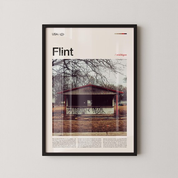 Flint Michigan Urban Photo Poster Abandoned Building Art Scene