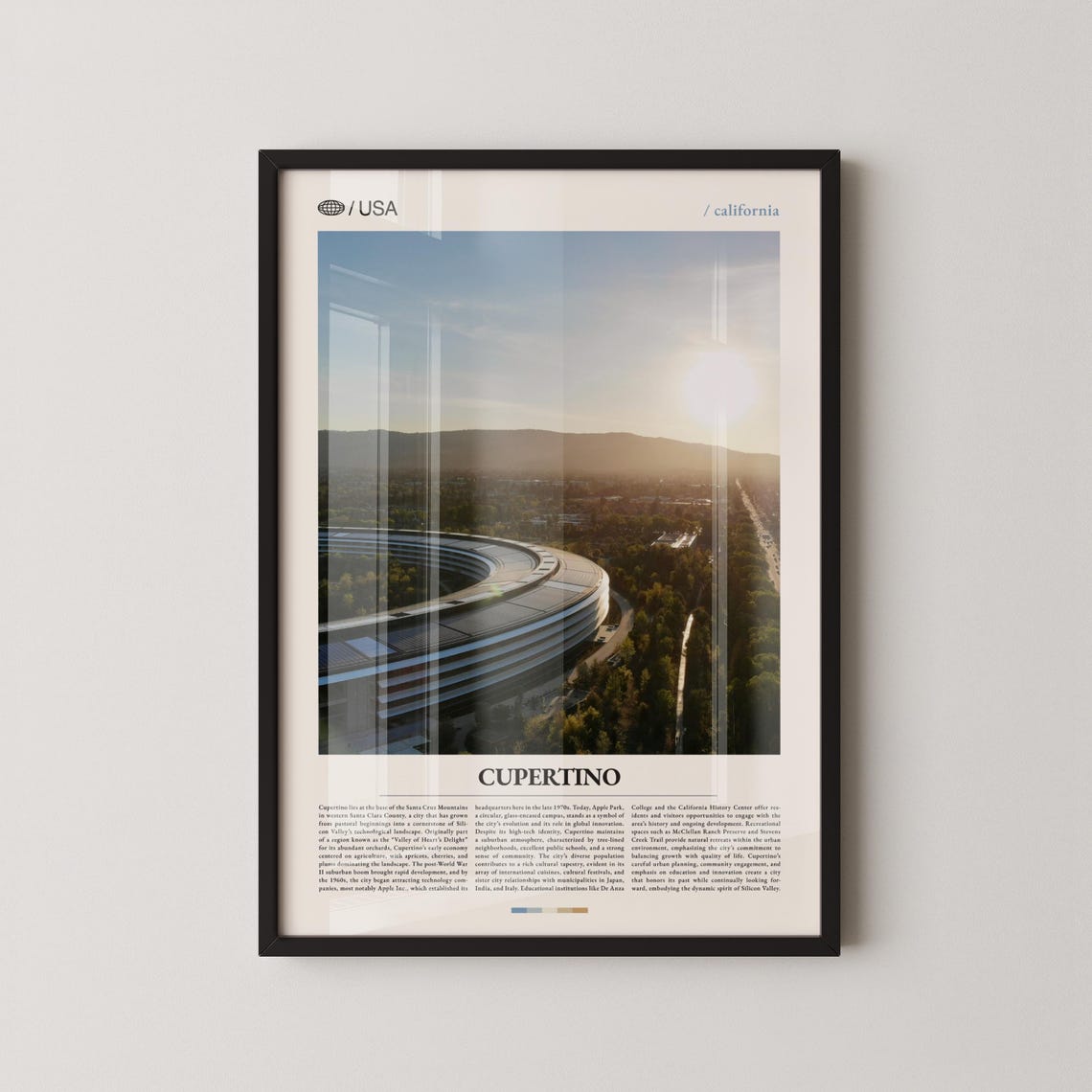 Cupertino California Apple Park Ring Sunset Aerial Photo Poster