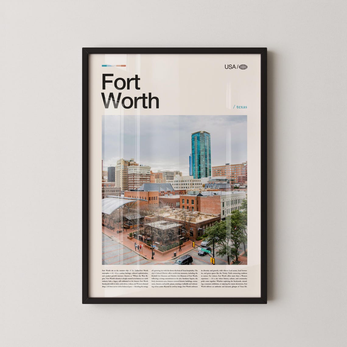 Fort Worth Texas Downtown Cityscape Architecture Photo Poster