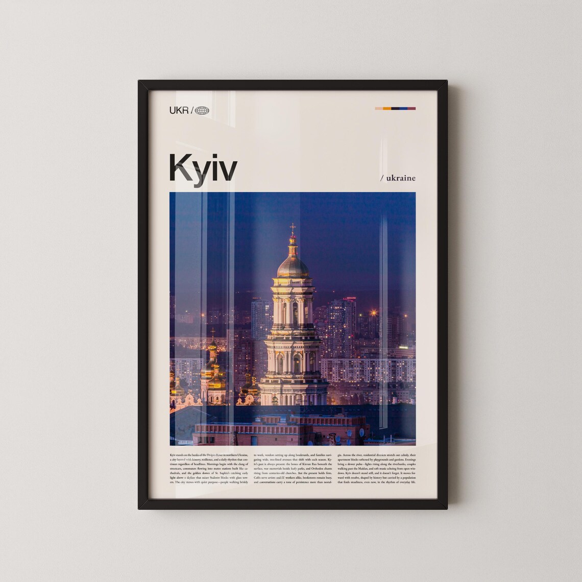 Kyiv Ukraine Night Skyline Golden Cathedral Domes Travel Poster