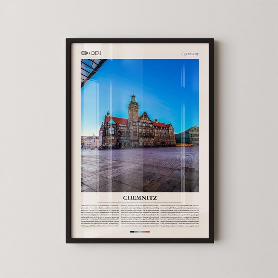 Chemnitz Germany Historic Town Hall Blue Sky Daytime Travel Poster