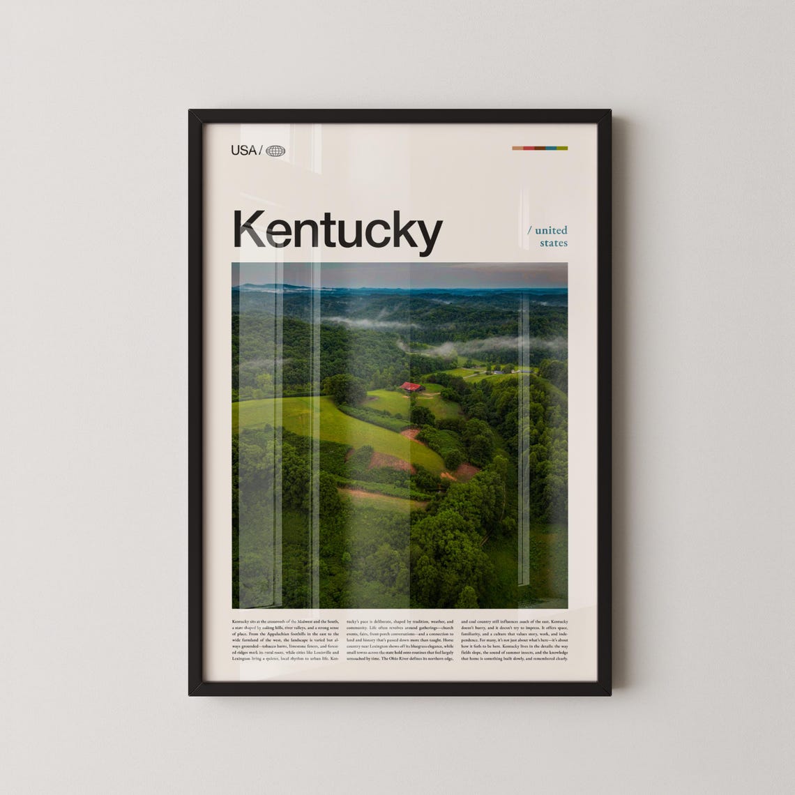 Kentucky Wall Art Rolling Hills And Horse Country Landscape Print Poster Scenic Bluegrass Region Photography Southern Heartland