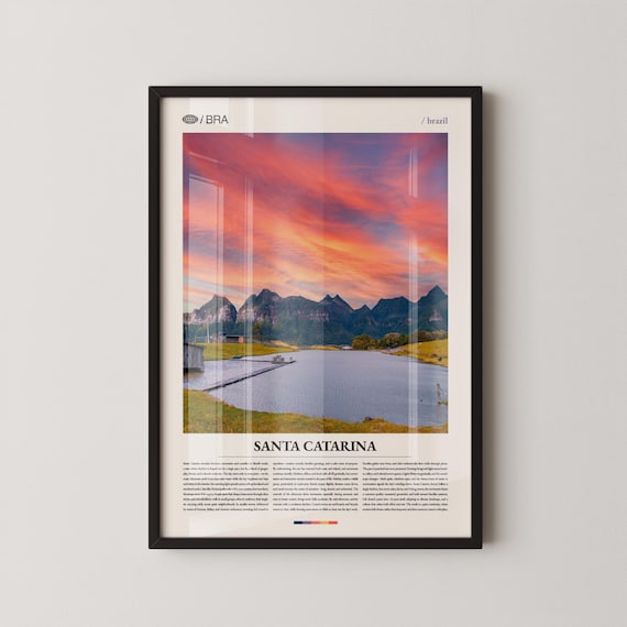 Santa Catarina Brazil Sunset Mountain Lake Photography Poster