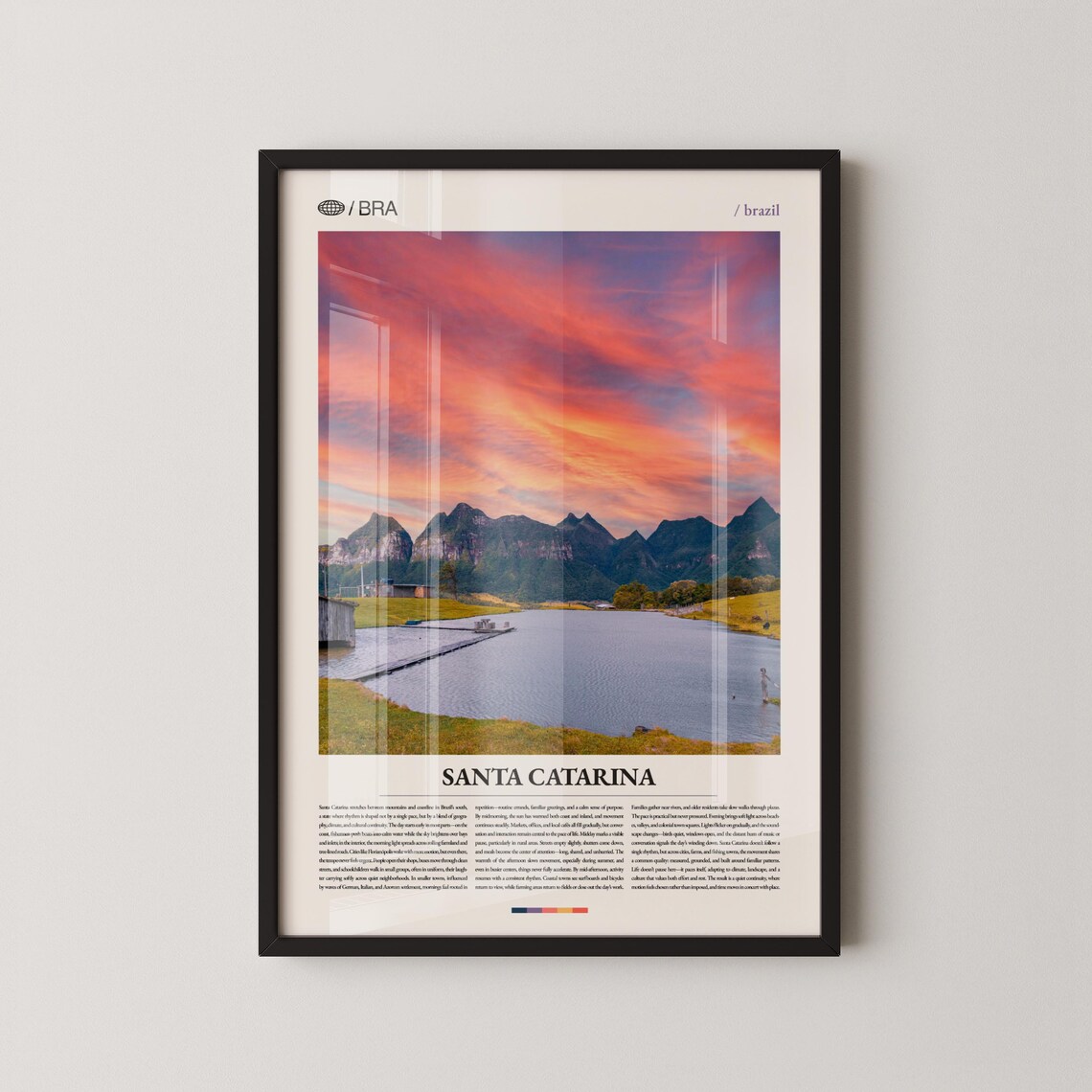 Santa Catarina Brazil Sunset Mountain Lake Photography Poster