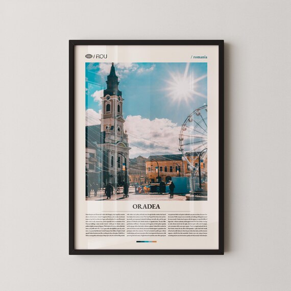 Oradea Romania Town Square Photography European Travel Poster