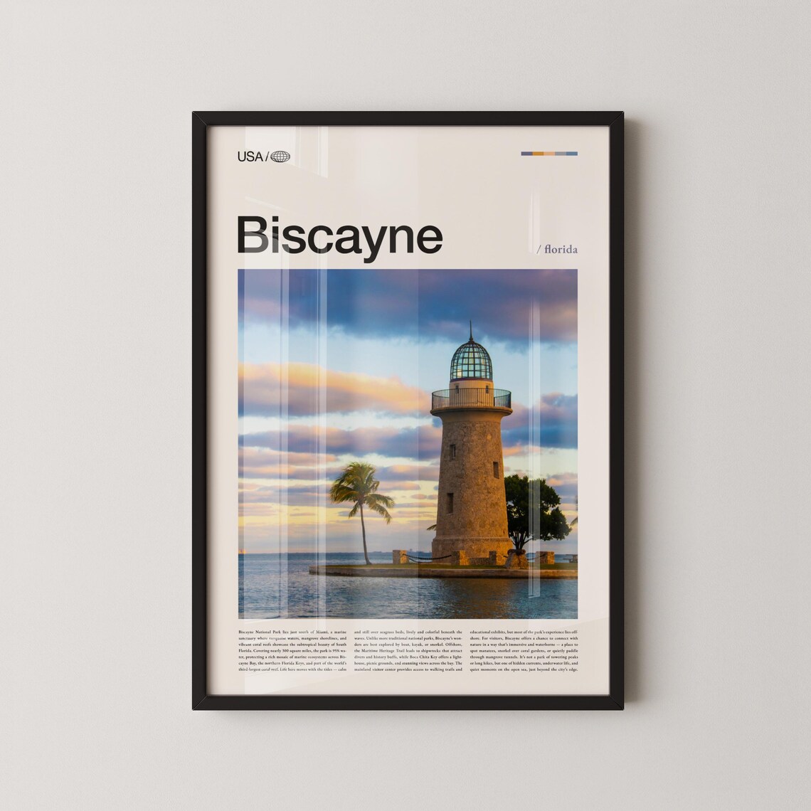 Biscayne National Park Florida Lighthouse Photo with Text Art Poster