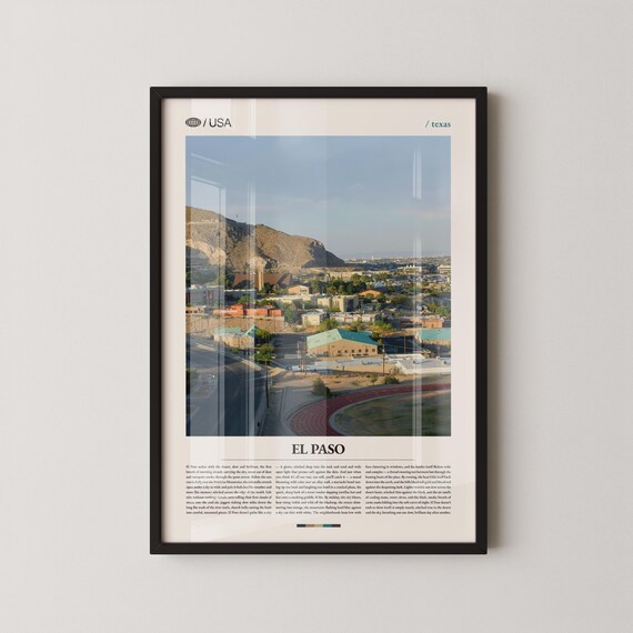 El Paso Texas Franklin Mountains Skyline City Travel Wall Poster