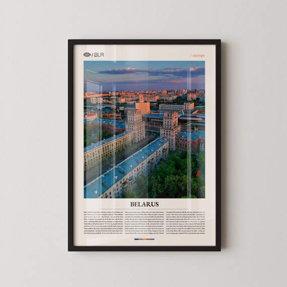 Belarus Aerial Cityscape European Travel Photography Art Poster