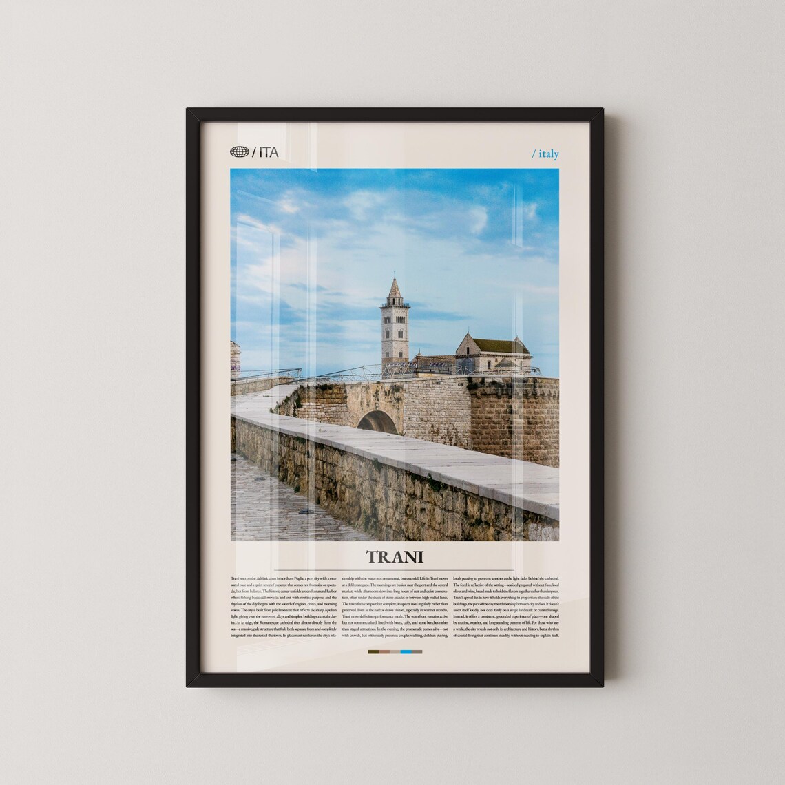 Trani Italy Travel Art Coastal Old Town Harbor Photo View Poster