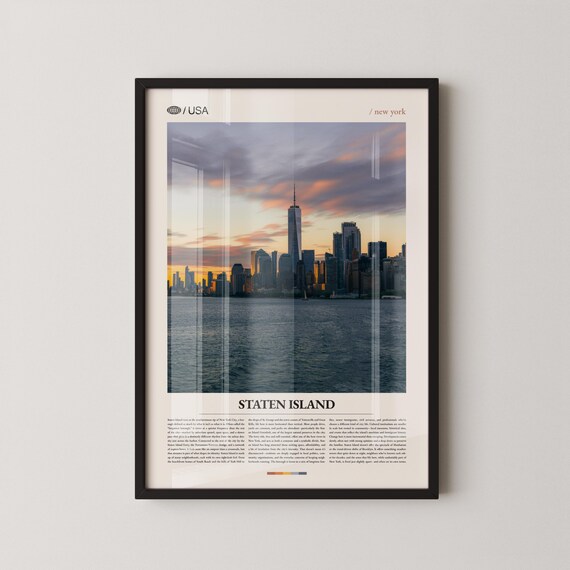 Staten Island New York Sunset Manhattan Skyline Harbor Photo Poster