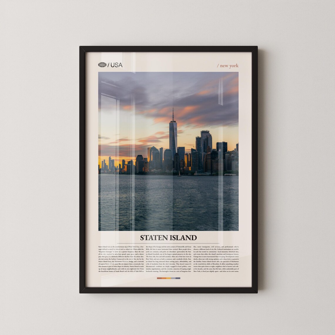Staten Island New York Sunset Manhattan Skyline Harbor Photo Poster