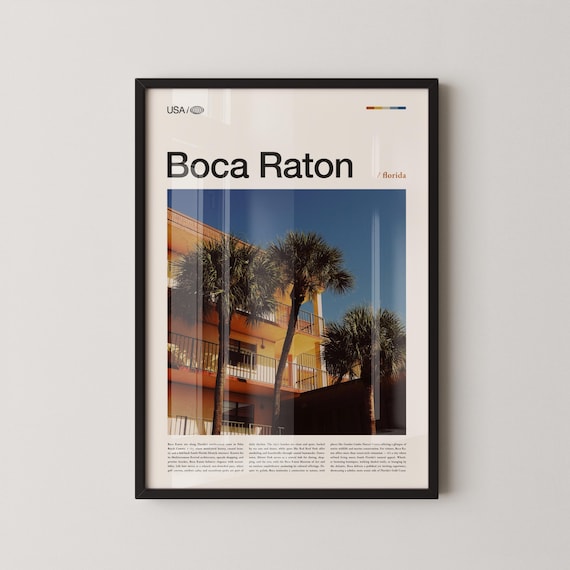 Boca Raton Florida Palm Trees Resort Architecture Photo Travel Poster