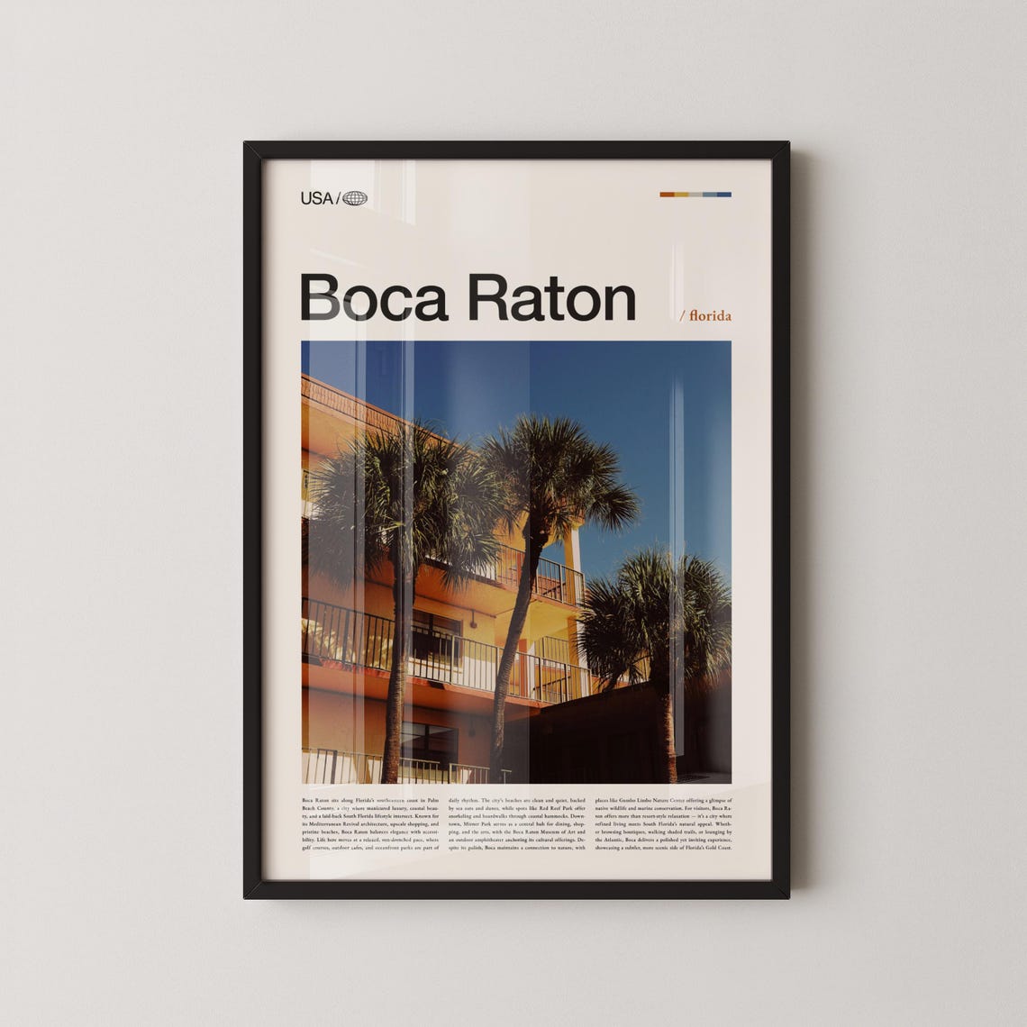 Boca Raton Florida Palm Trees Resort Architecture Photo Travel Poster