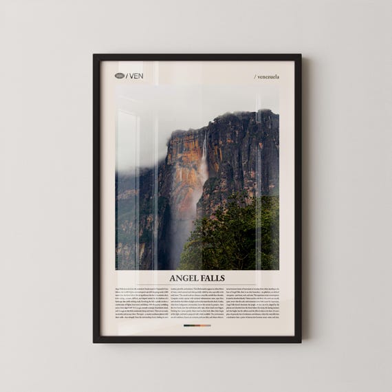 Angel Falls Print Wall Art Poster Photography Venezuela Waterfall Landscape Canaima Nature Decor