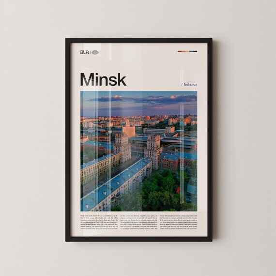 Minsk Belarus Sunset Cityscape Editorial Travel Photography Poster