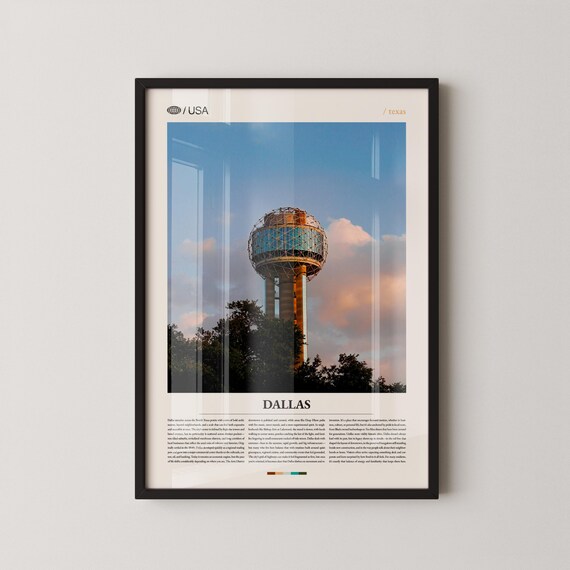 Dallas Reunion Tower Above Tree Tops At Golden Hour Travel Poster
