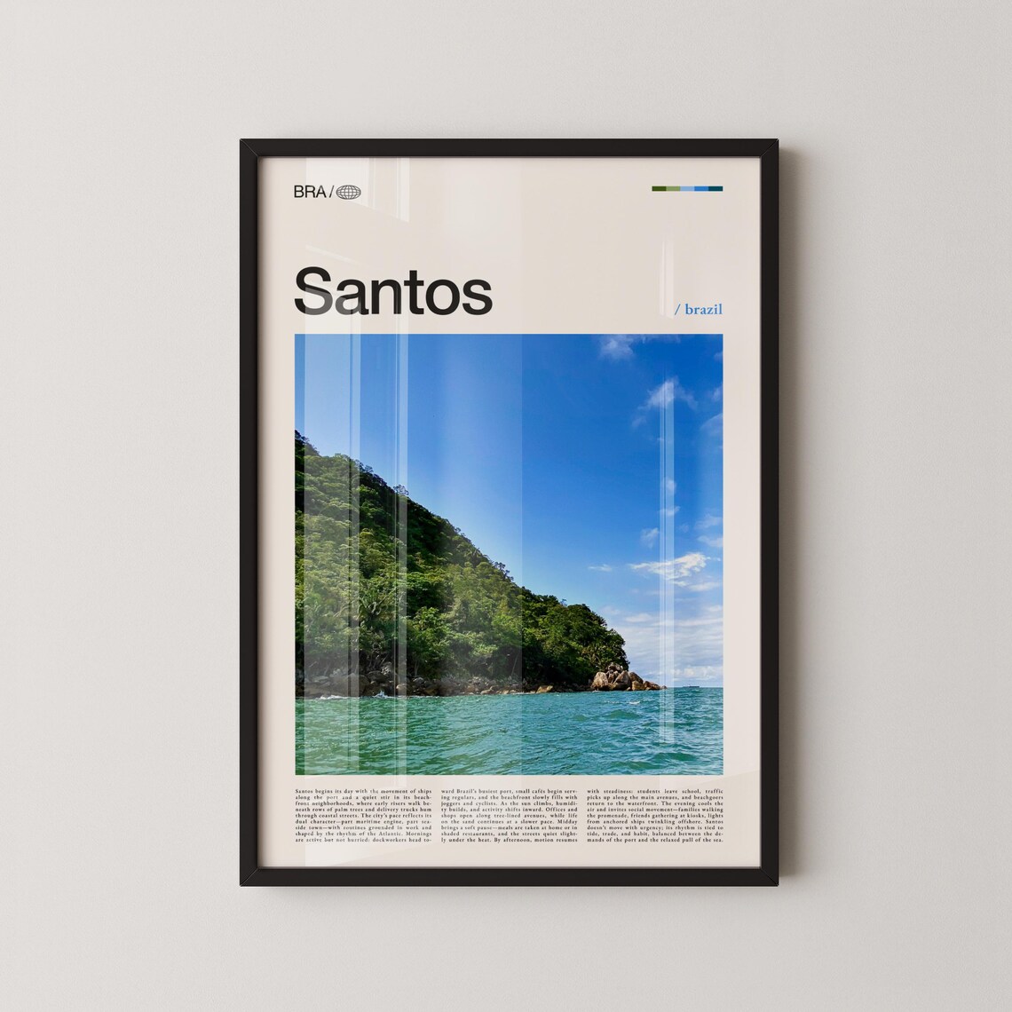 Santos Brazil Coastal Cliffs Ocean Photography Travel Poster