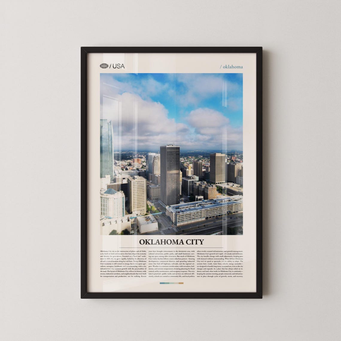 Oklahoma City Downtown Aerial View Daytime Editorial Photo Poster