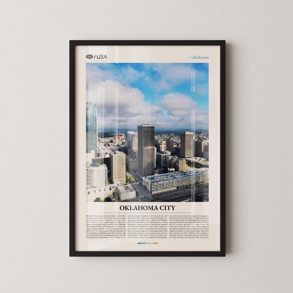 Oklahoma City Downtown Aerial View Daytime Editorial Photo Poster