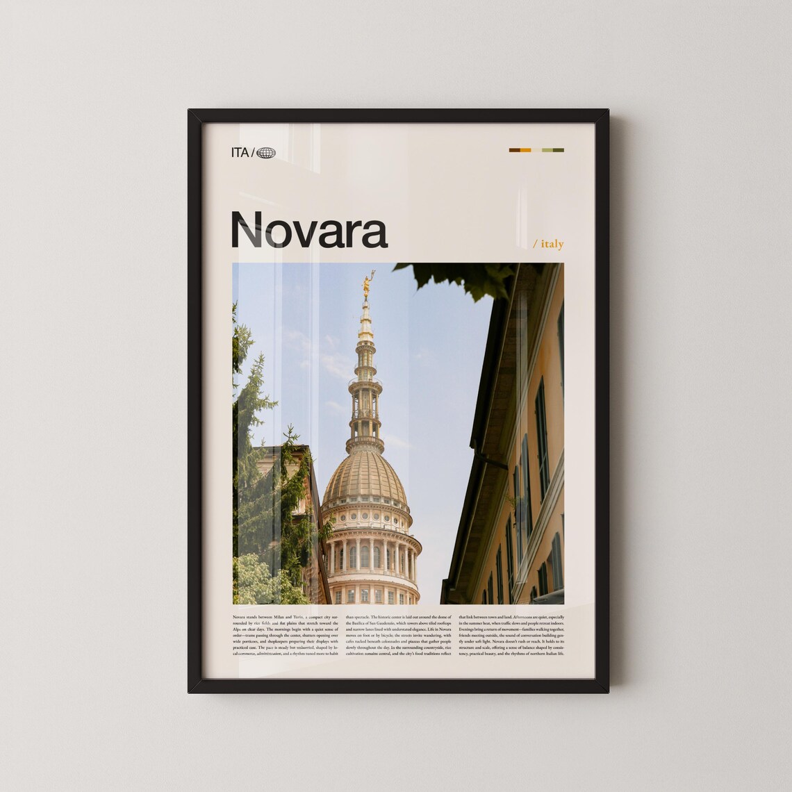 Novara Italy Cathedral Dome Close Up Street View Travel Poster