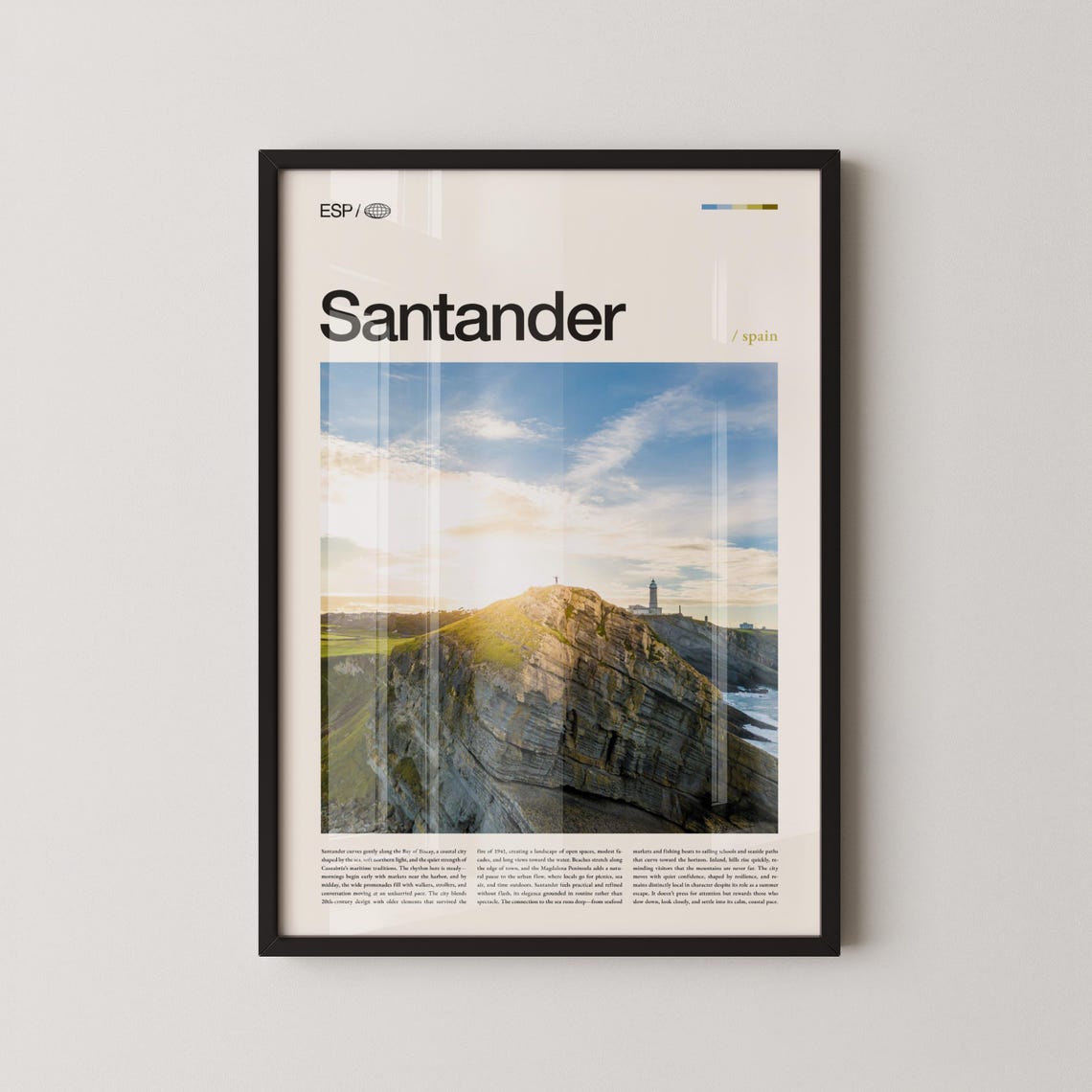 Santander Spain Rugged Cliffs Lighthouse Northern Coast Travel Poster