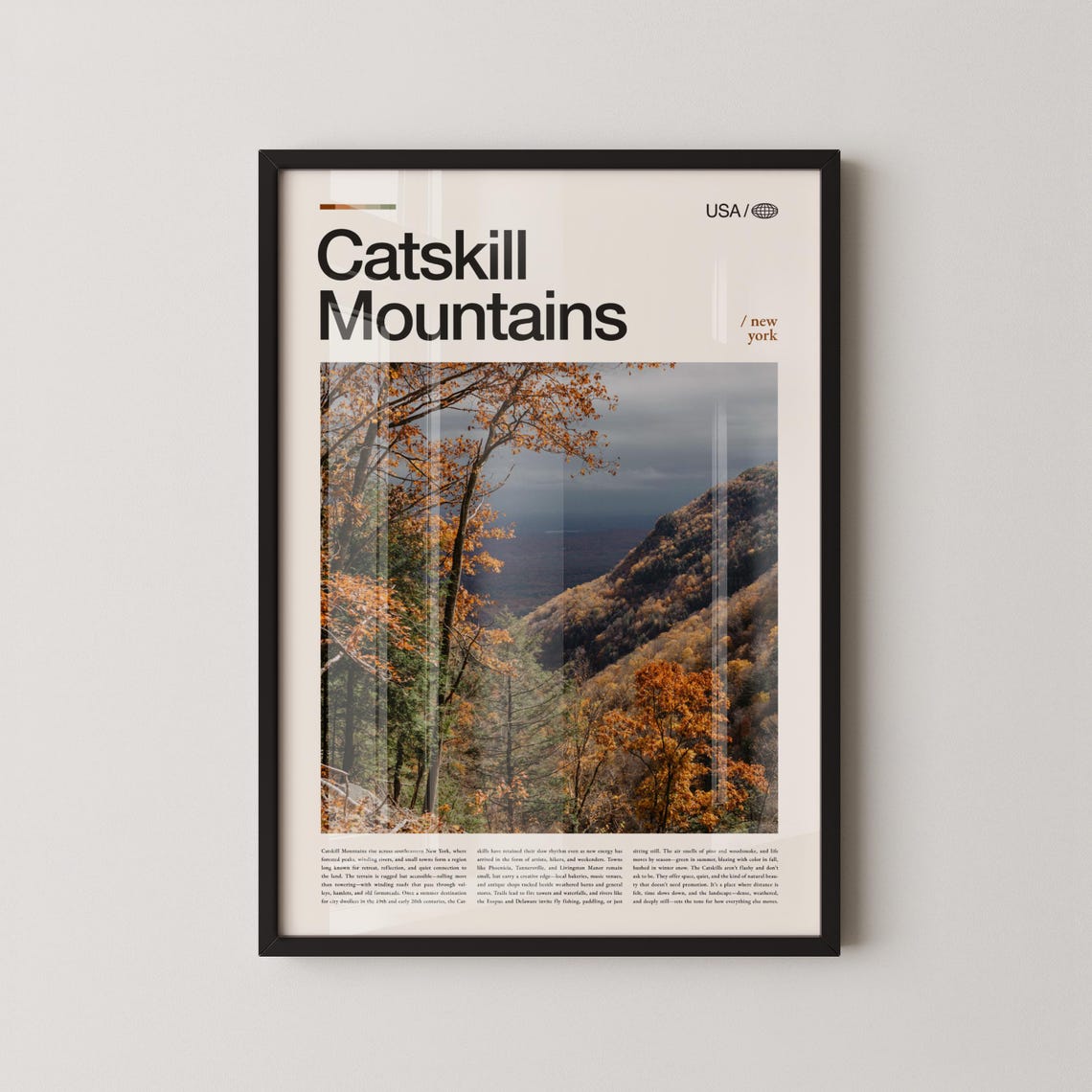 Catskill Mountains New York Autumn Foliage Valley Travel Poster