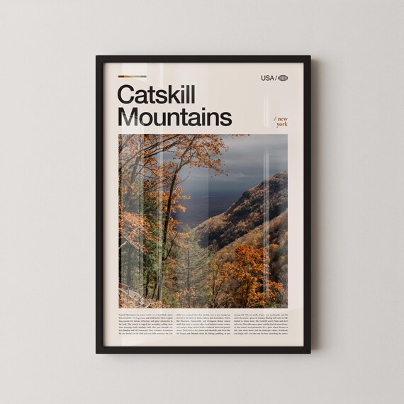 Catskill Mountains New York Autumn Foliage Valley Travel Poster