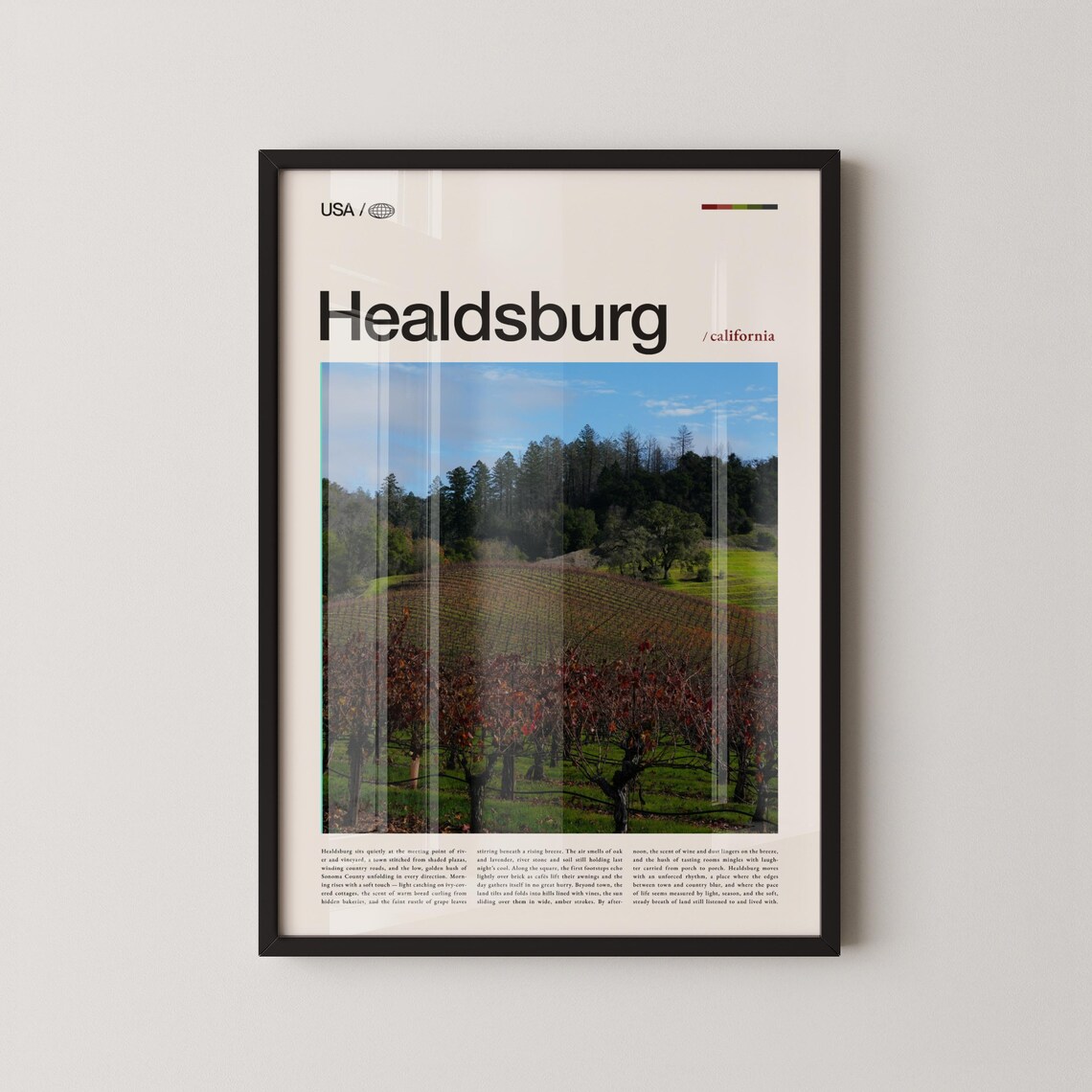 Healdsburg California Autumn Vineyard Photo Modern Travel Poster