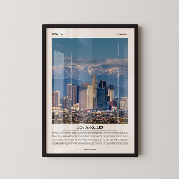 Los Angeles Downtown Skyline and Mountain View City Photography Poster