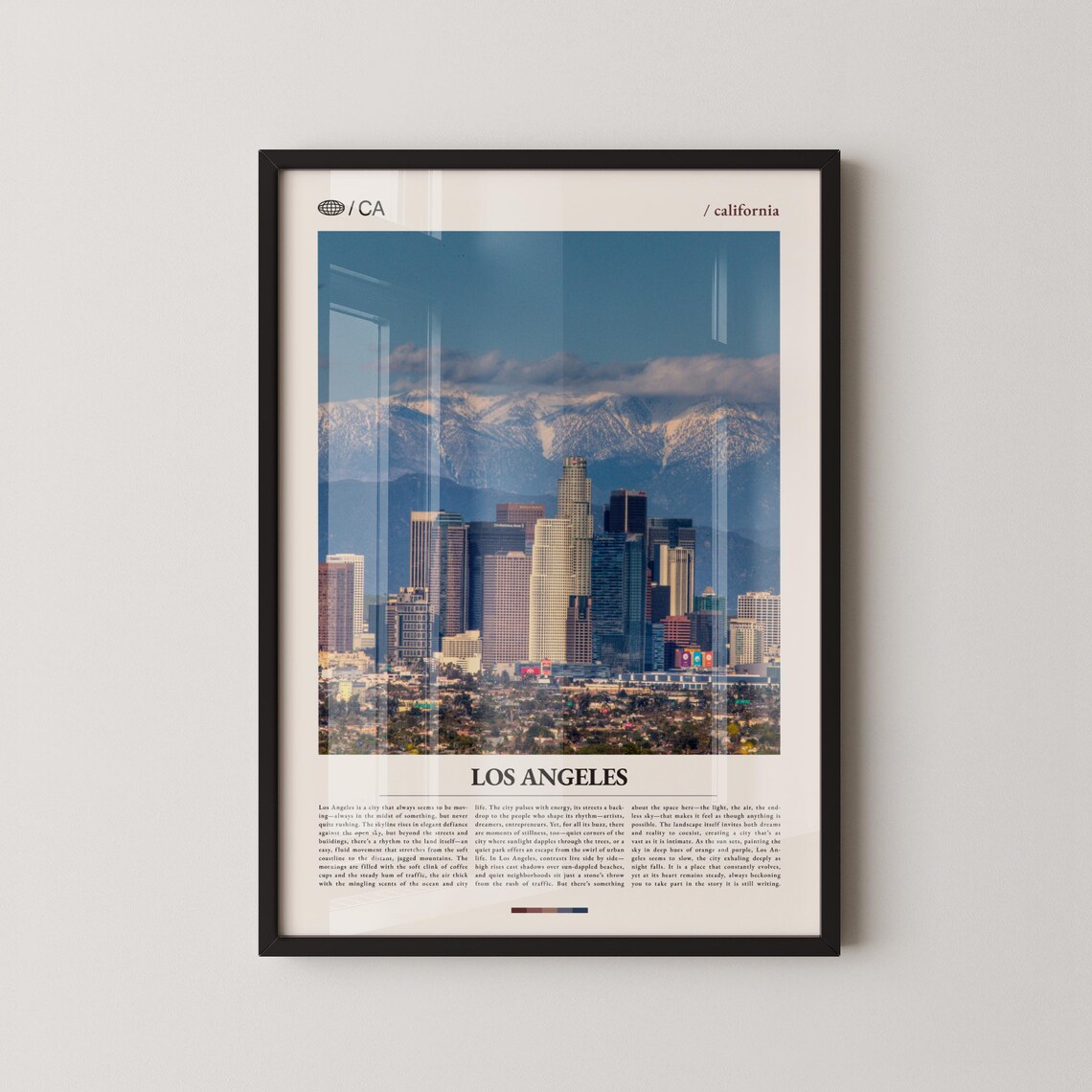 Los Angeles Downtown Skyline and Mountain View City Photography Poster